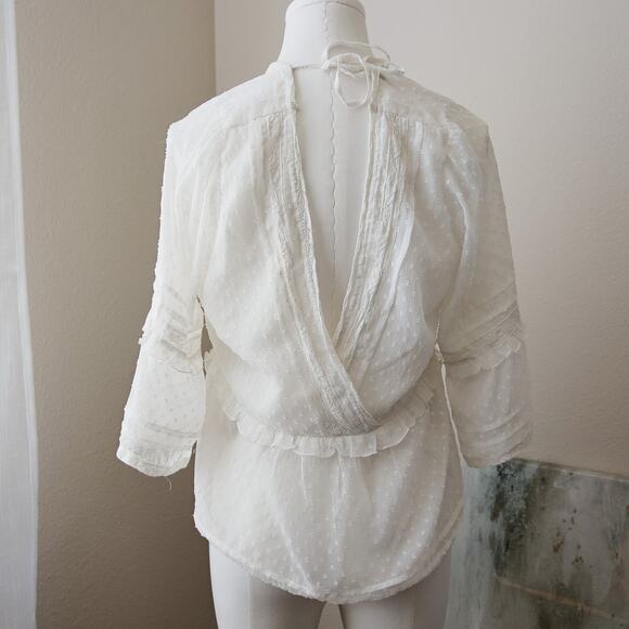 Abercrombie & Fitch Cotton Cottagecore Swissdot peasant blouse size L - Picture 3 of 6